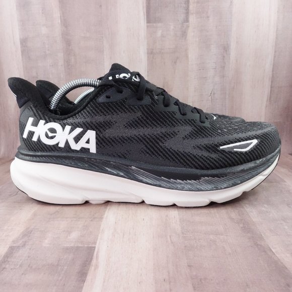 Hoka One One Shoes - Hoka Running Shoes Womens 8.5 Clifton 9 Black Vegan Cushioned One One Sneakers